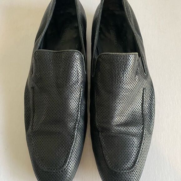 GIORGIO ARMANI Mens Black Soft Perforated Leather Shoes Size 45.Made In Italy main image 4